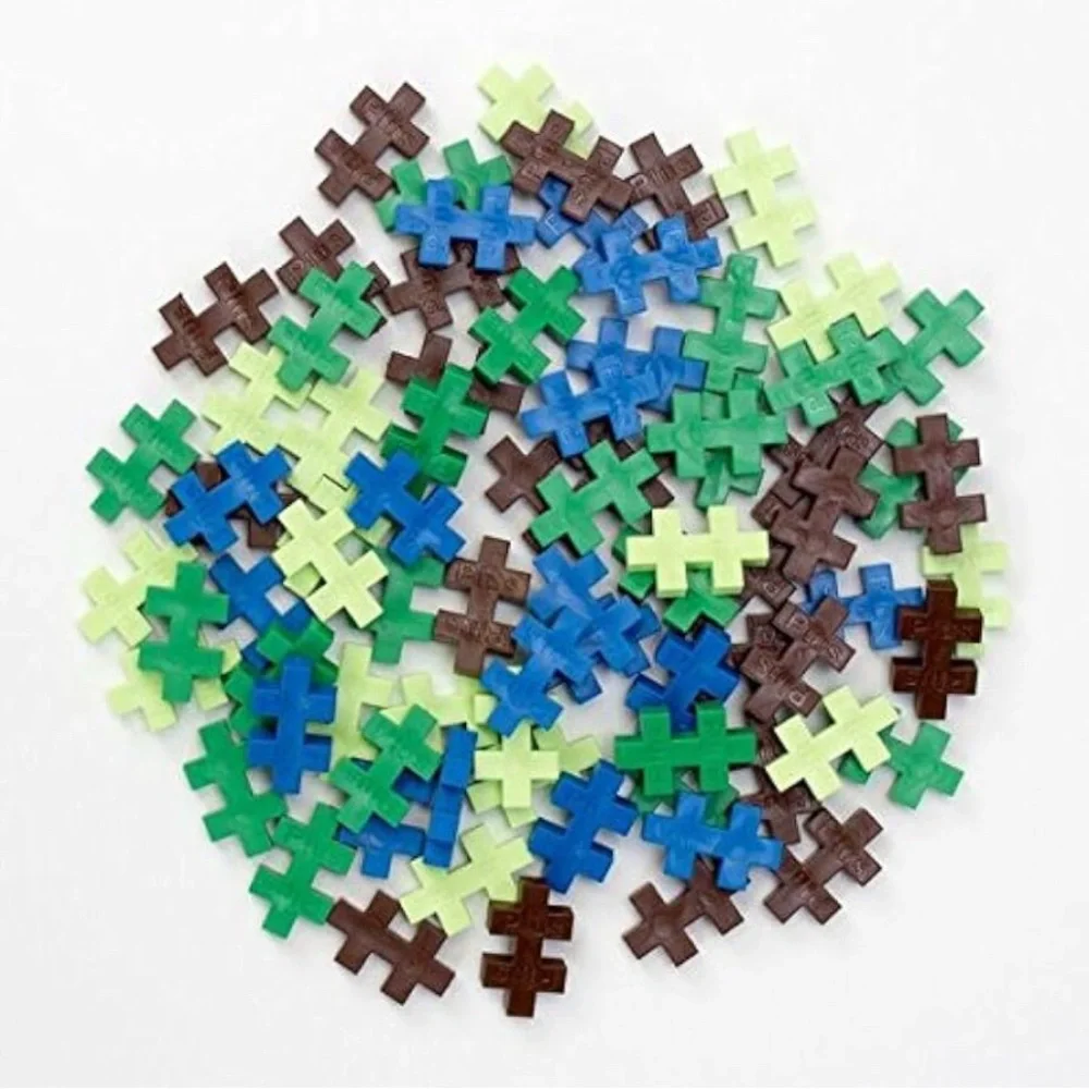 Plus Plus 70 Piece Interlocking Building Blocks for kids, Earth Mix Play Tube